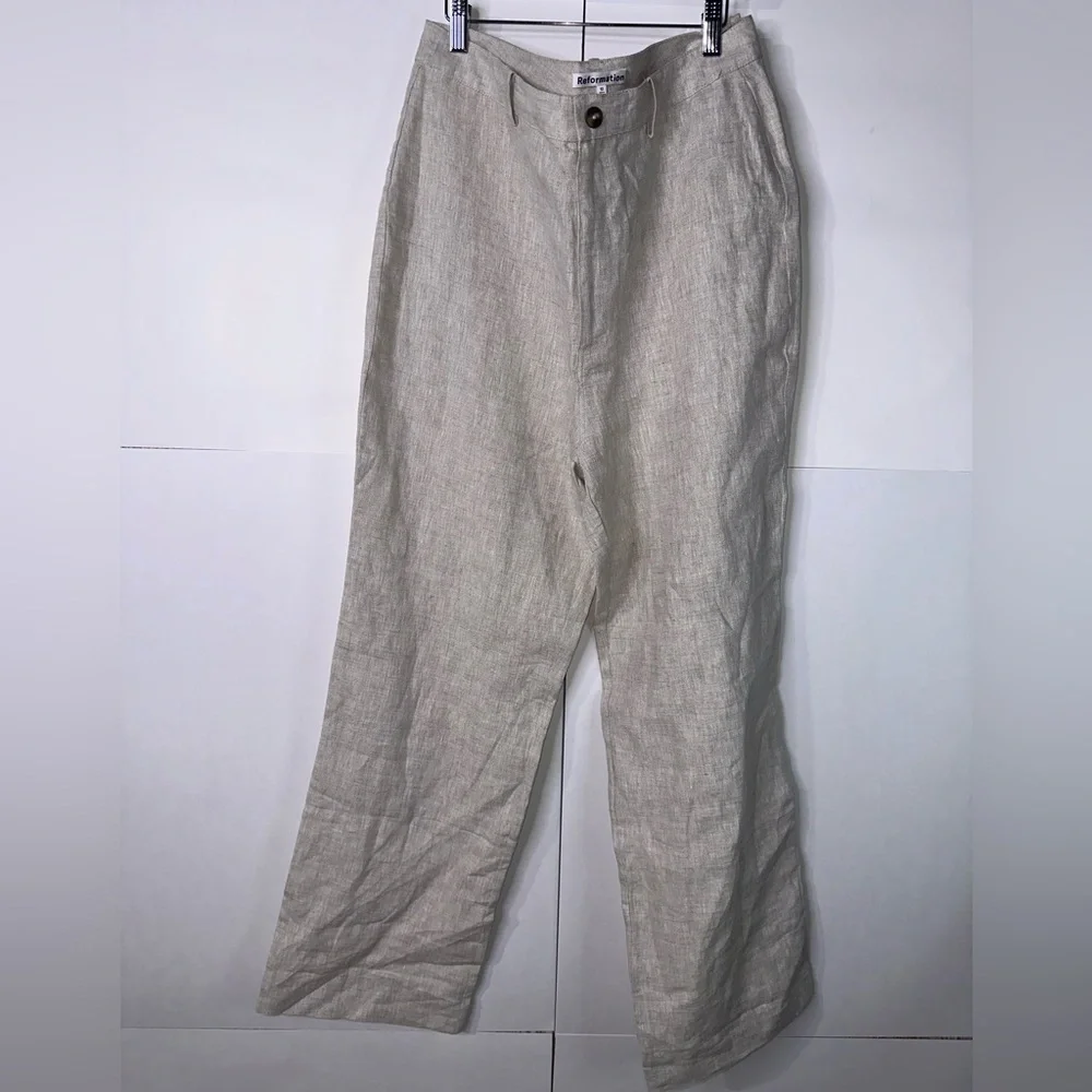 REFORMATION Freddie Wide Leg Linen Trouser Pants